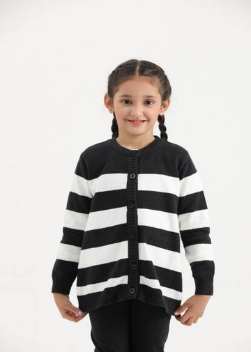 Girls’ Stripe Woolen Cardigan - Al Qaswa