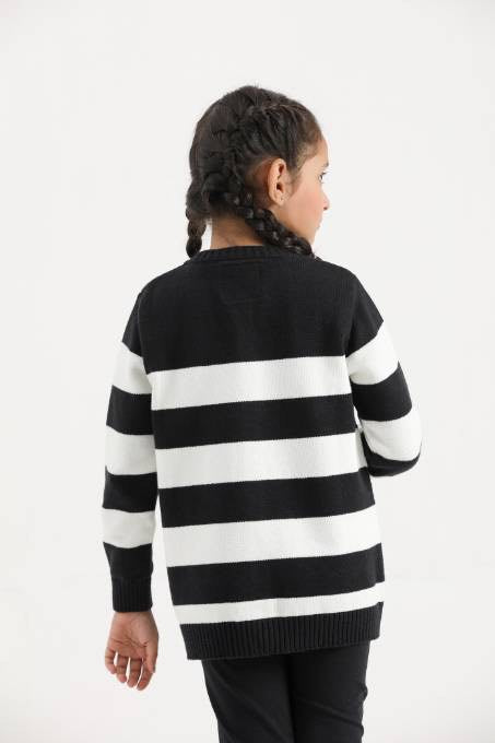 Girls’ Stripe Woolen Cardigan - Al Qaswa