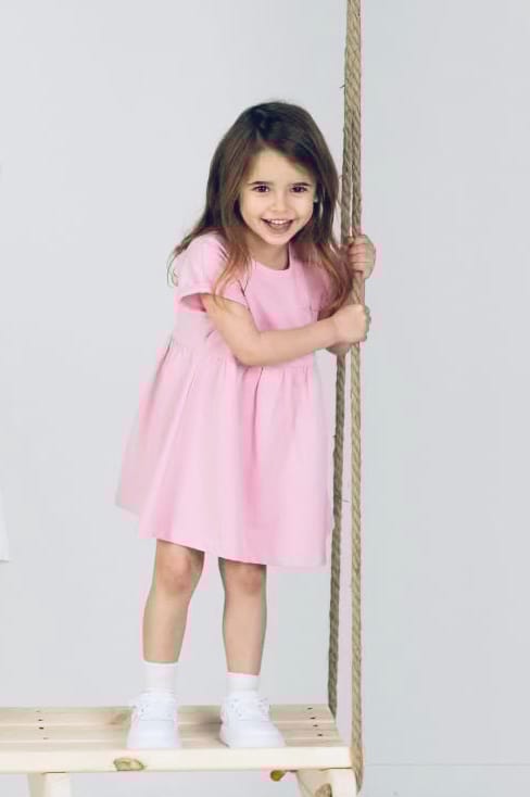 Flamingo Pink Tulip Embroidered Dress – Fox Brand