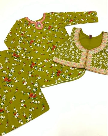3-Piece Embroidered Koti Dress