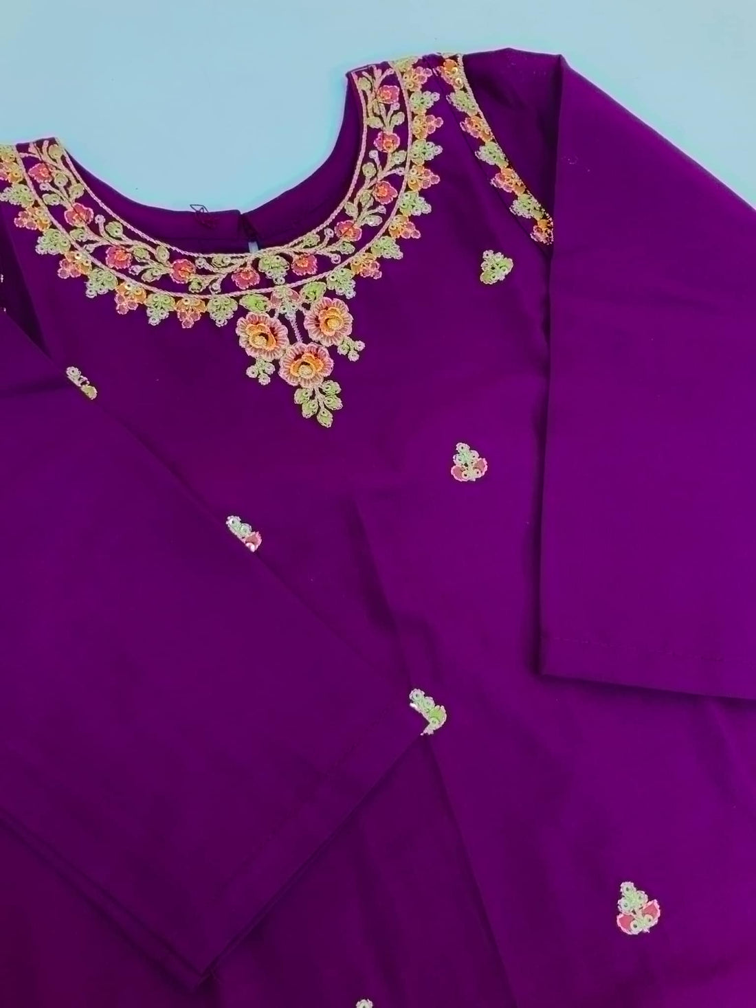 2-Piece Embroidered Violet Dress