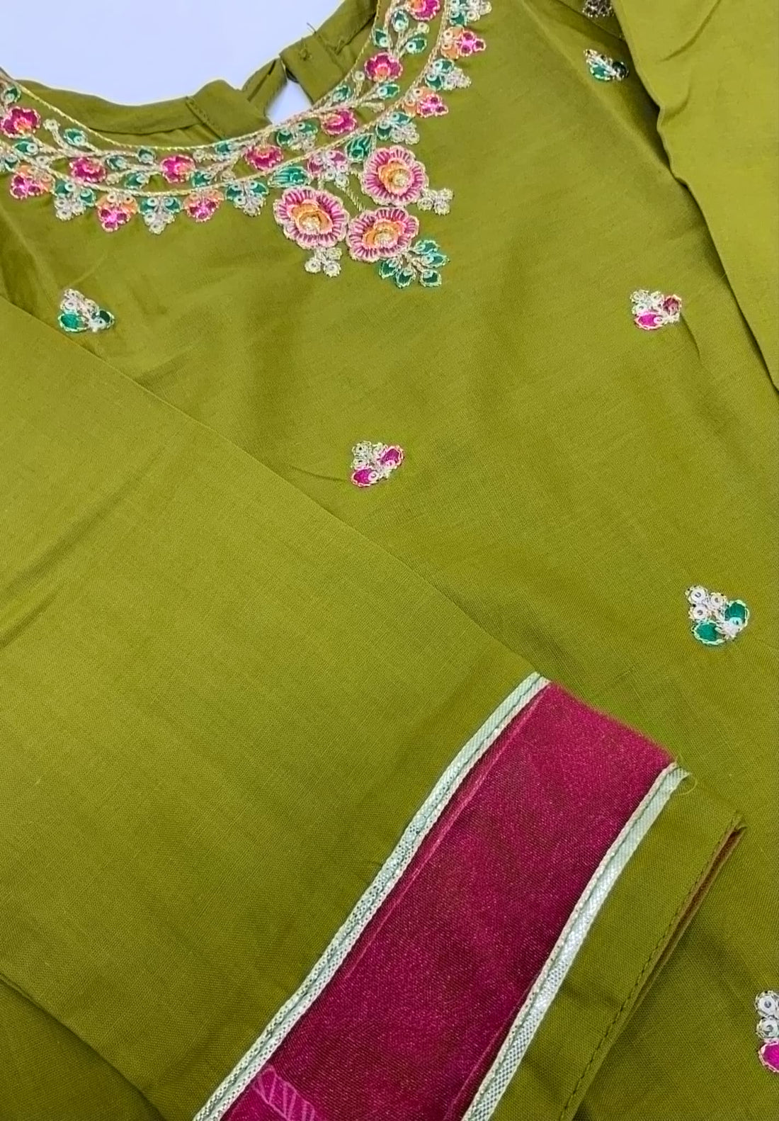 2-Piece Embroidered Dhani Green Dress