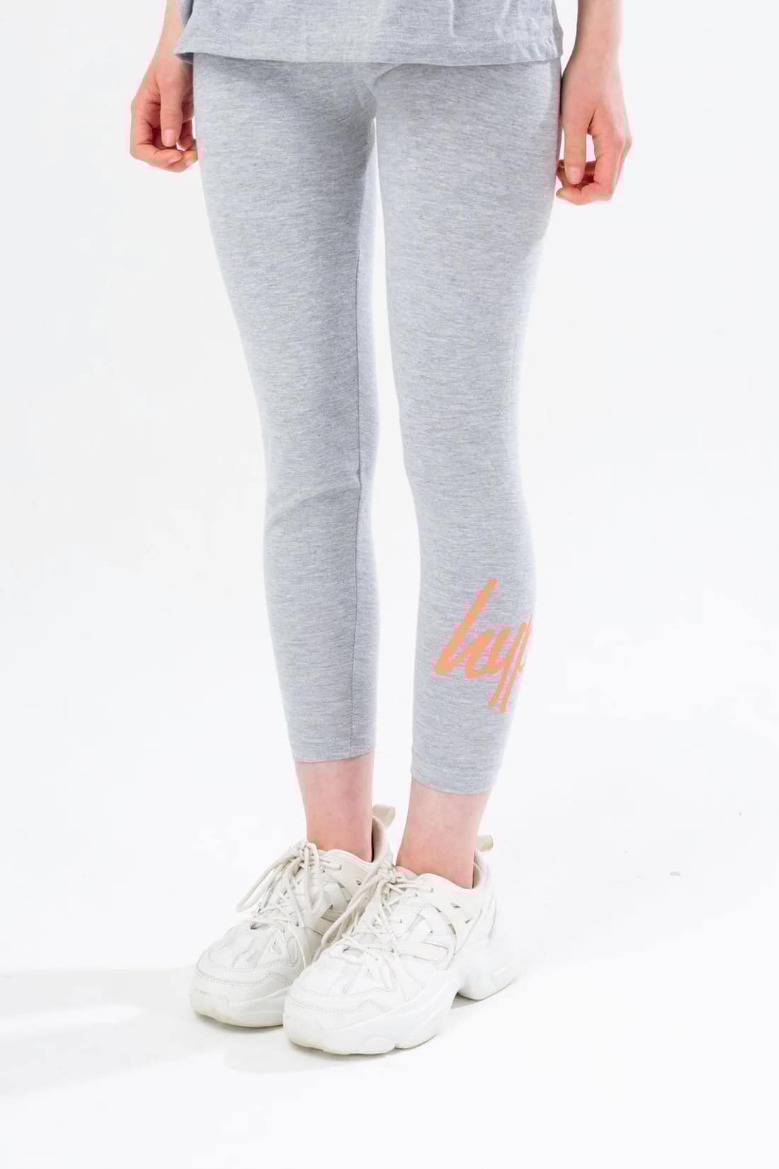 HYPE 2-Piece Set – Soft Blended Grey with Neon Orange Logo