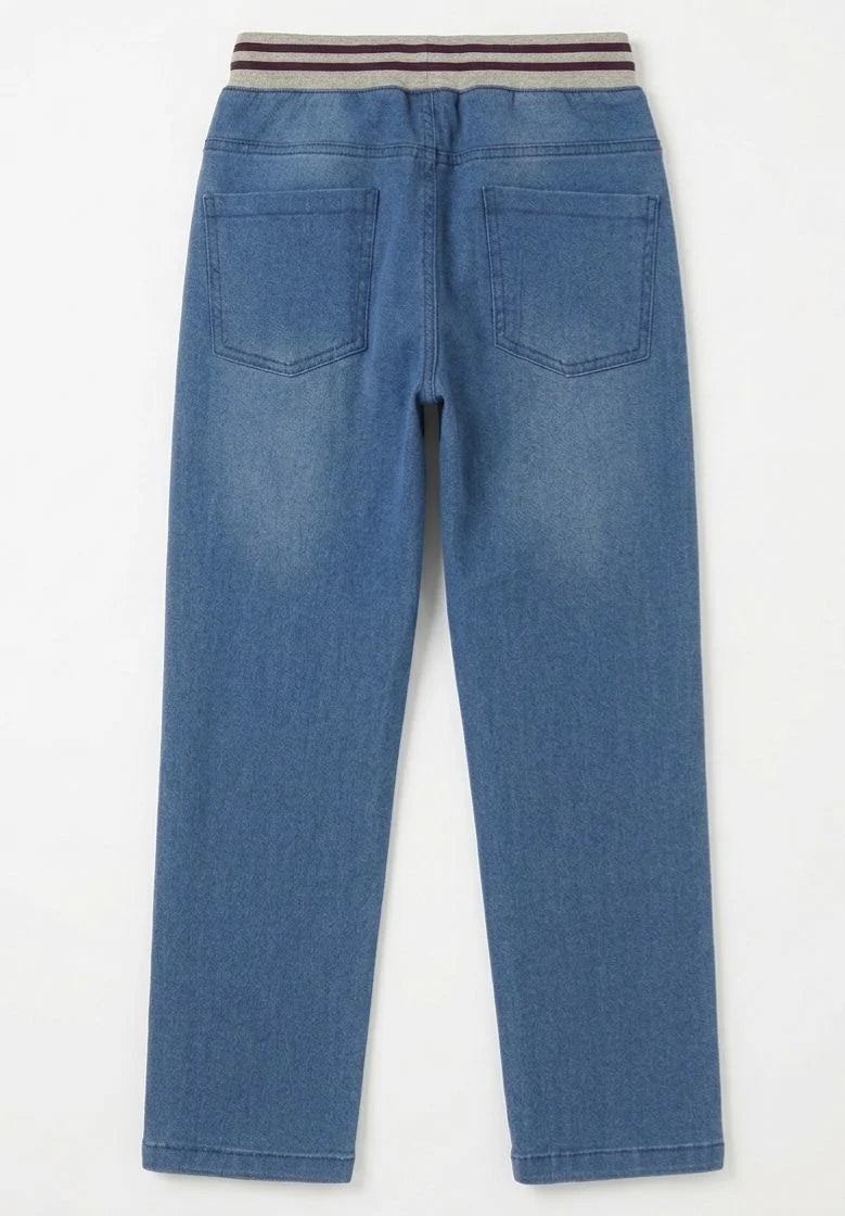 Red Tag Ribbed Waist Denim Pants