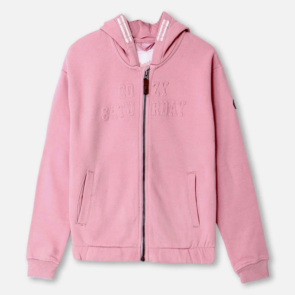 Cozy Saturday Pink Zipper Hoodie