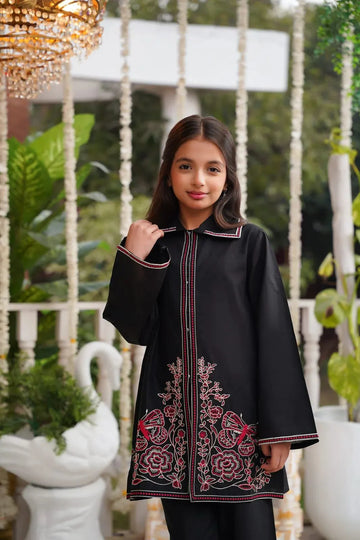 Daisy Black Fusion Embroidered Shirt & Palazzo Set
