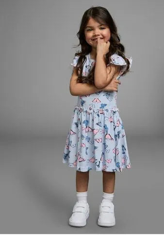 Kidsworld Blue & White Butterfly Frock