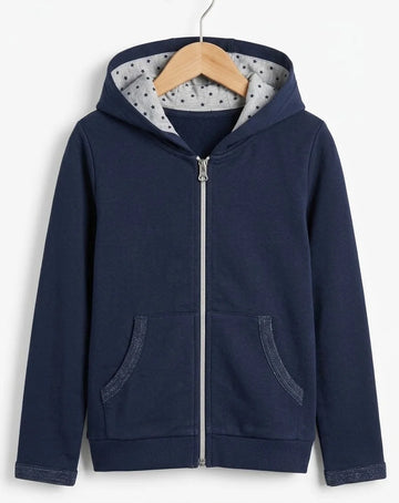Monoprix Girls Navy Blue Zipper Hood