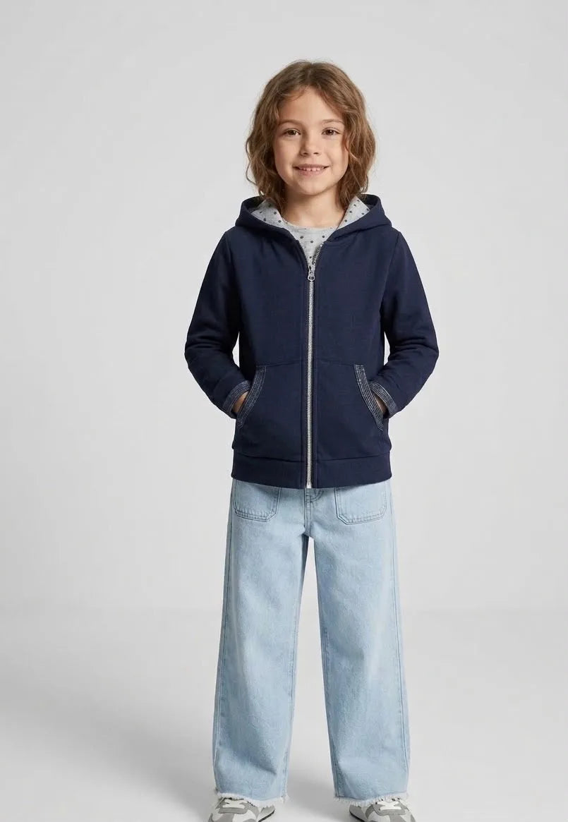 Monoprix Girls Navy Blue Zipper Hood