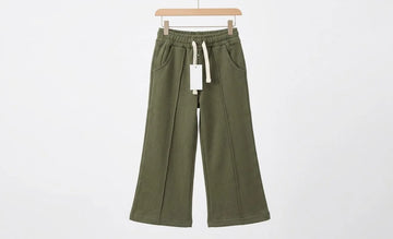 Girls Army Green Wide Leg Trousers